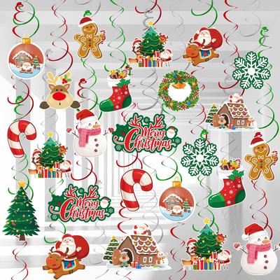 61pcs Christmas Hanging Swirls Decorations Christmas Swirls Xmas Hanging Decorations Christmas Foil Swirl Hanging Decoration for Christmas Decorations