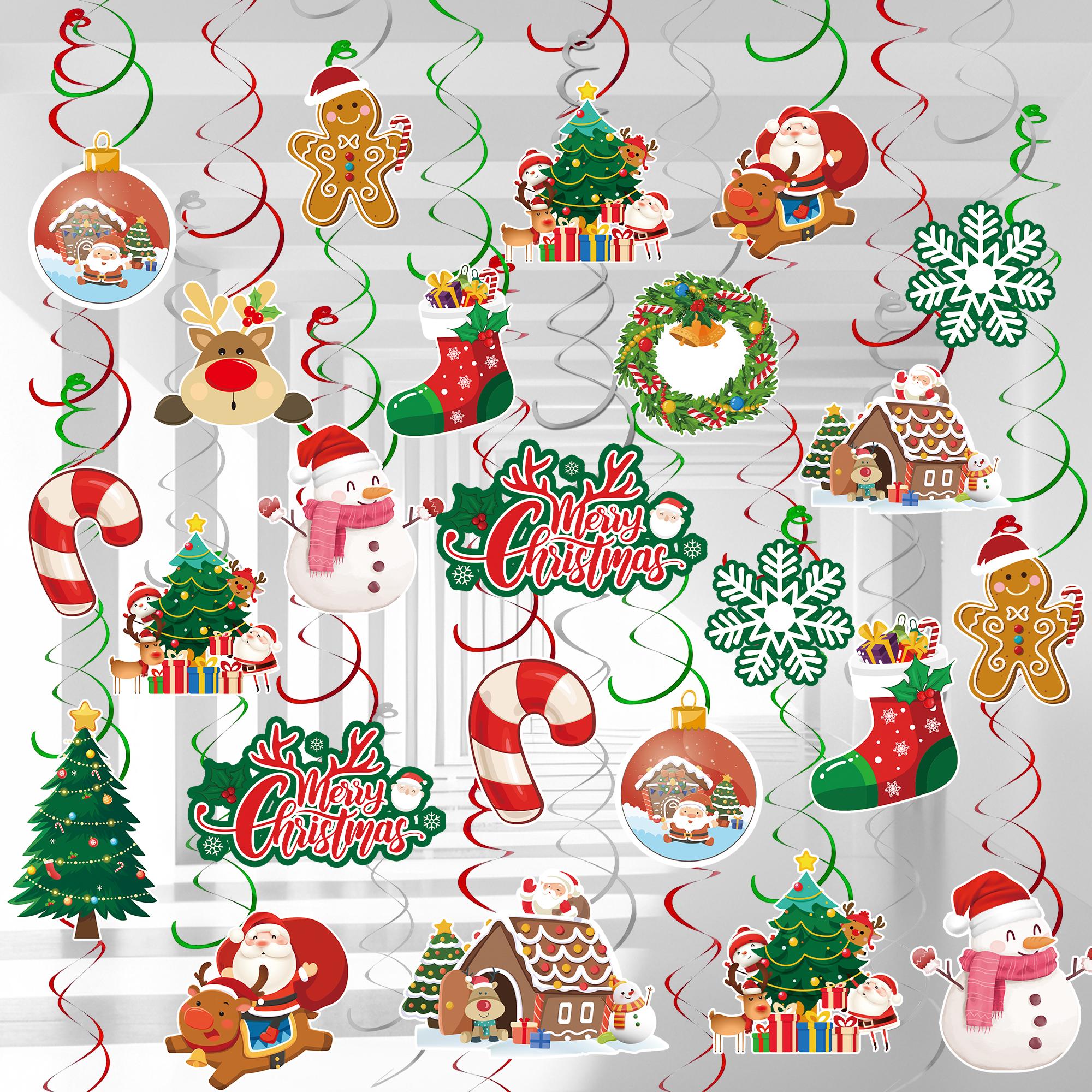 

61pcs Christmas Hanging Swirls Decorations Christmas Swirls Xmas Hanging Decorations Christmas Foil Swirl Hanging Decoration for Christmas Decorations червоний