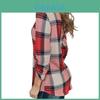 Women Vintage V-neck Loose Tops Long Sleeve Stylish T-shirt With Plaid Casual Design