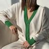 Hirsionsan, primăvară, toamnă, mozaic, tricot, cardigane femei, noi, un singur piept, vintage, pulovere coreene, haine la modă pentru femei