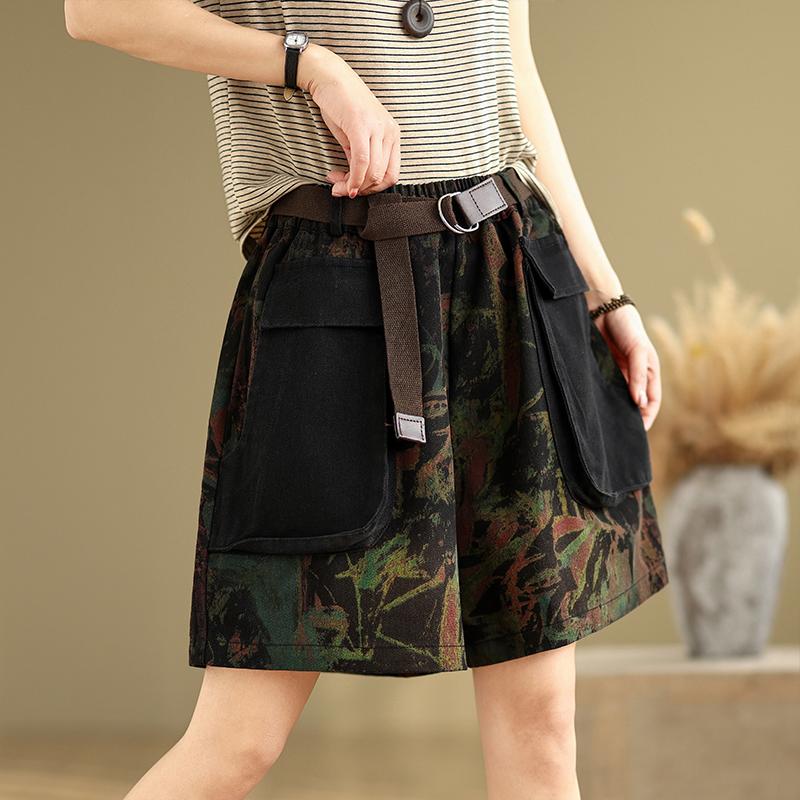 

DIMANAF Женские шорты больших размеров Летние свободные джинсовые шорты Базовые шорты с высокой посадкой и принтом Эластичная талия M чёрный