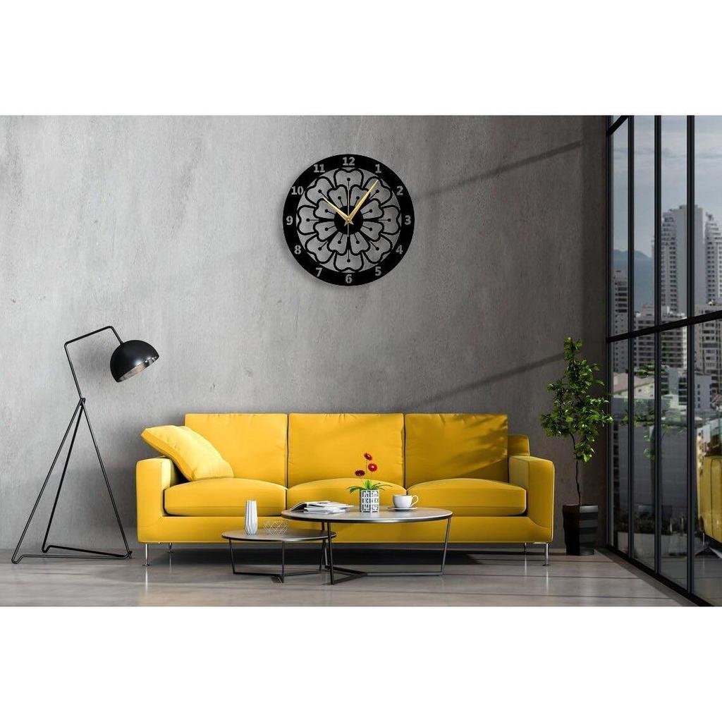 Stylové nástěnné hodiny s čísly/Velké hodiny a nástěnná ozdoba/Kovové venkovní nástěnné hodiny do ložnice, kanceláře - Černé