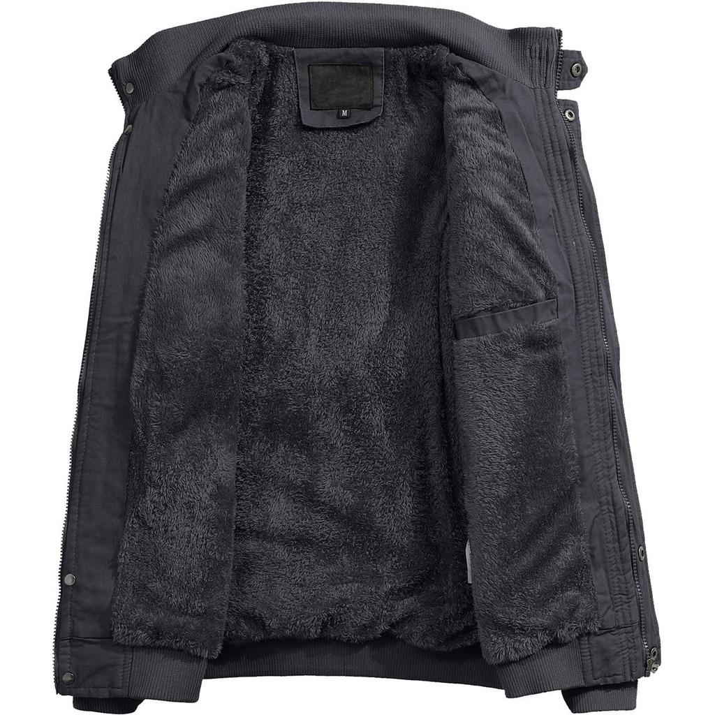 Fleece Winter Work Cargo Size M [TACVASEN] Men's Blouson, Warm, Lined, Outerwear, Jacket, Multi-Pocket Jacket, Gray,