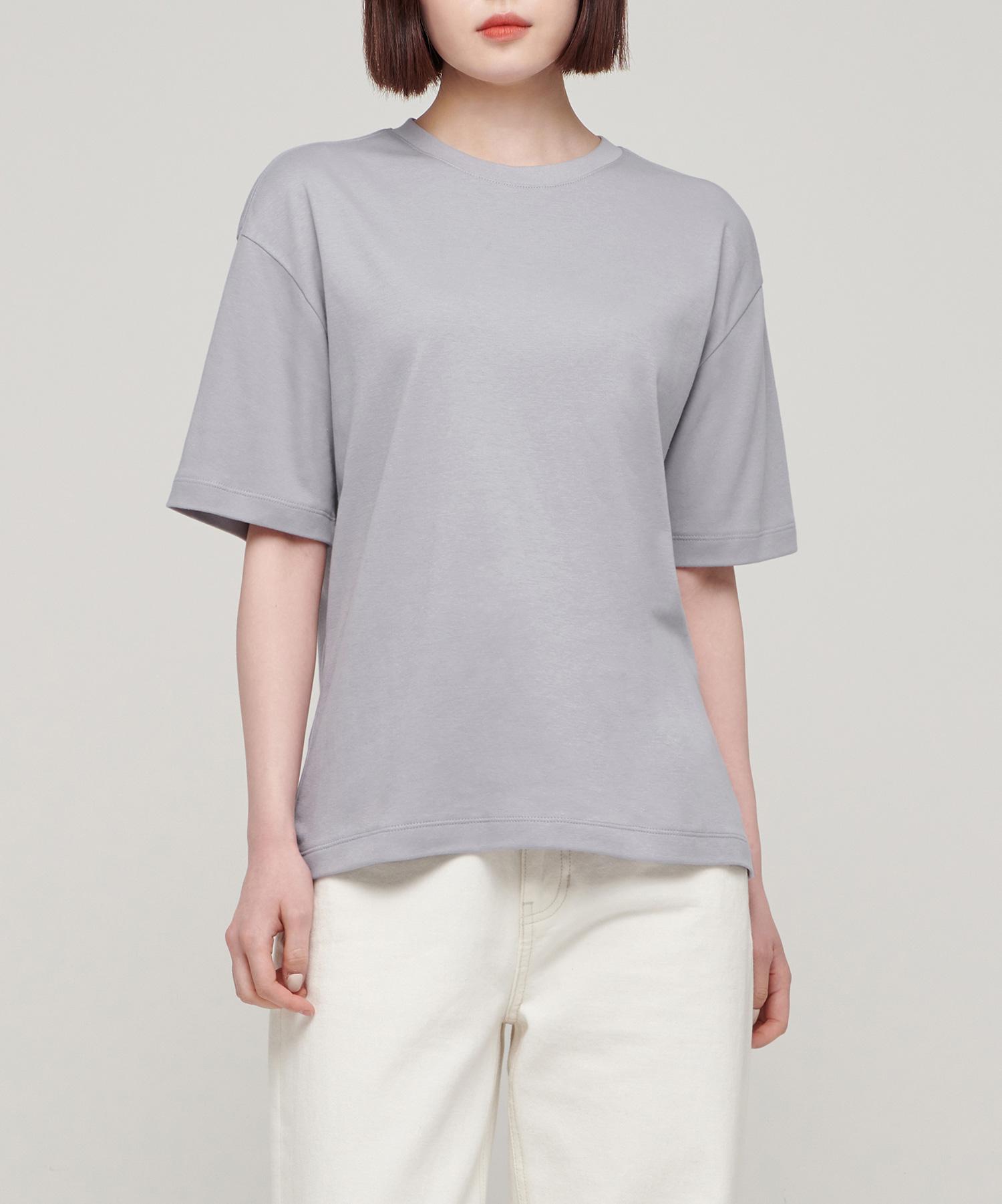 Musinsa Standard Woman Women S Relaxed Fit Crew Neck T-Shirt [Purple Grey] Purple Gray/L