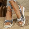 Fashion Fashion Printing Wedge Sandals for Women Summer 2025 Peep Toe Platform Sandles Woman Lightweight Non Slip Beach Sandalias Mujer