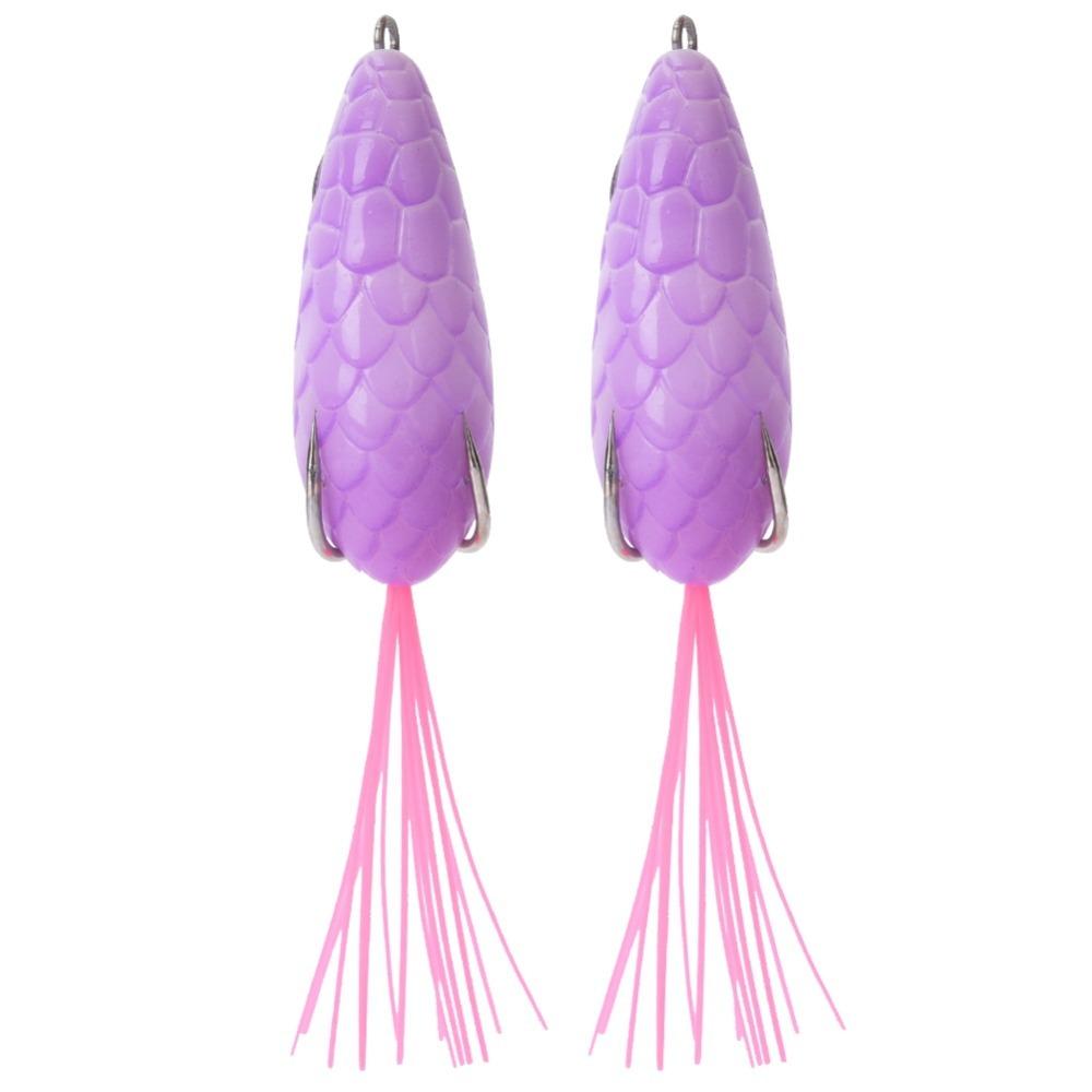 2PCS PVC Fishing Lures Frog with Beard Frog Lure Artificial Frog Fishing Lure Saltwater Fishing фиолетовый