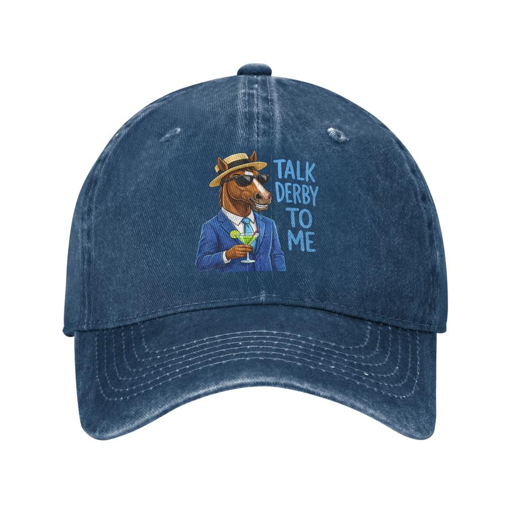 Soft Talk Derby to Me Horse Racing Baseball Caps Unstructured Unisex Women Funny Distressed Washed Snapback Cap Adjustable Fit Hats