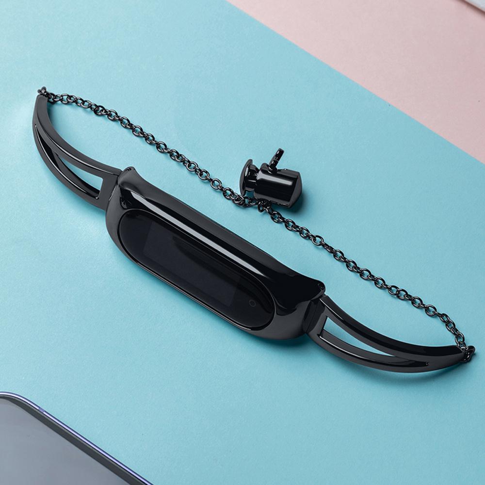 Ersatz Metallarmband Gliederarmband Kette Armband für Xiaomi Mi Band 6 / 5 / 4 / 3 schwarz
