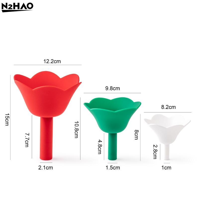 3pcs/set Silicone Creative Flowers Shape Funnel Kitchen Silicone Oil Funnel Portable Liquid Dispenser Funnel Kitchen Accessories