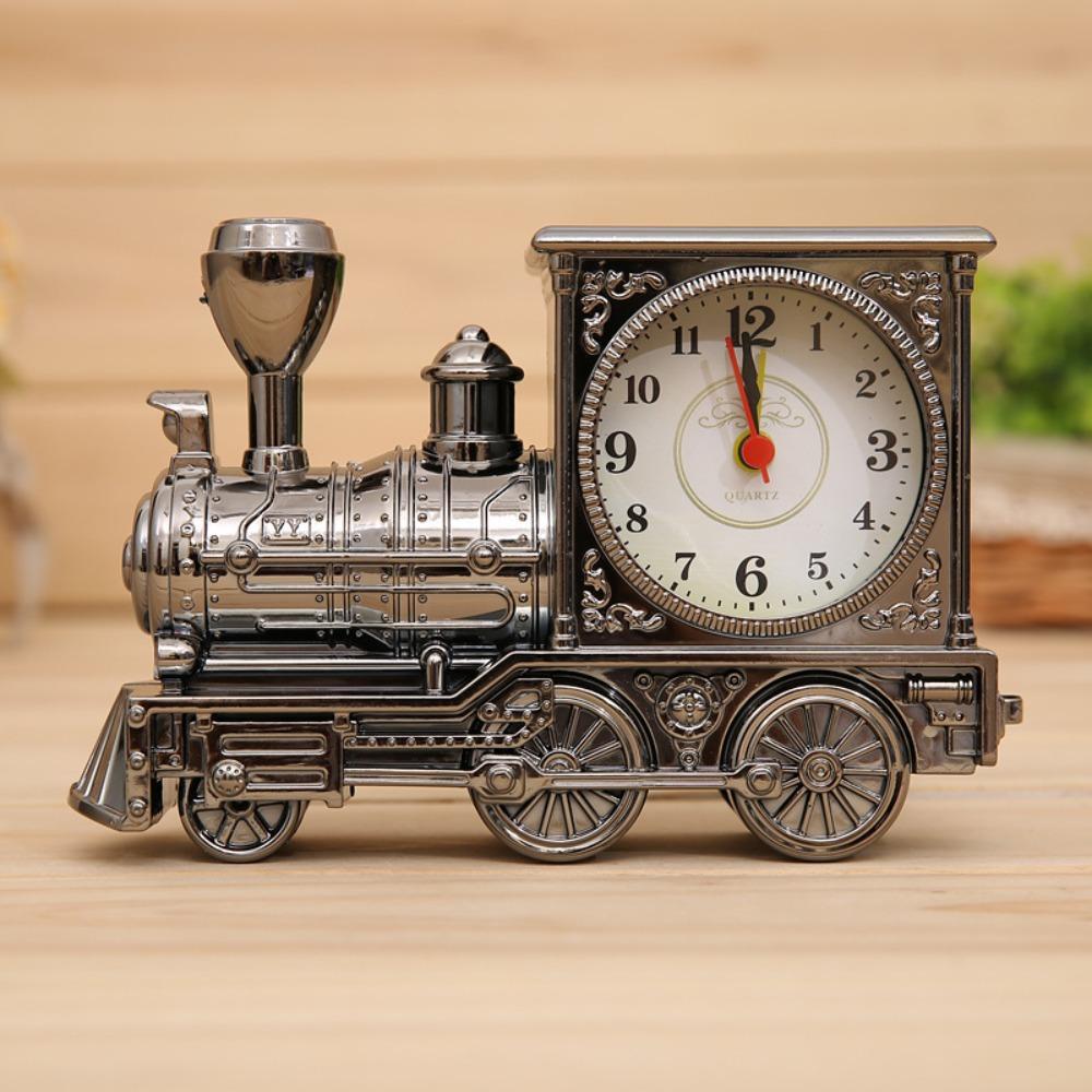 Plastic Table Clock Vintage Desktop Clock Desk Sculpture Train Alarm Clock  Office