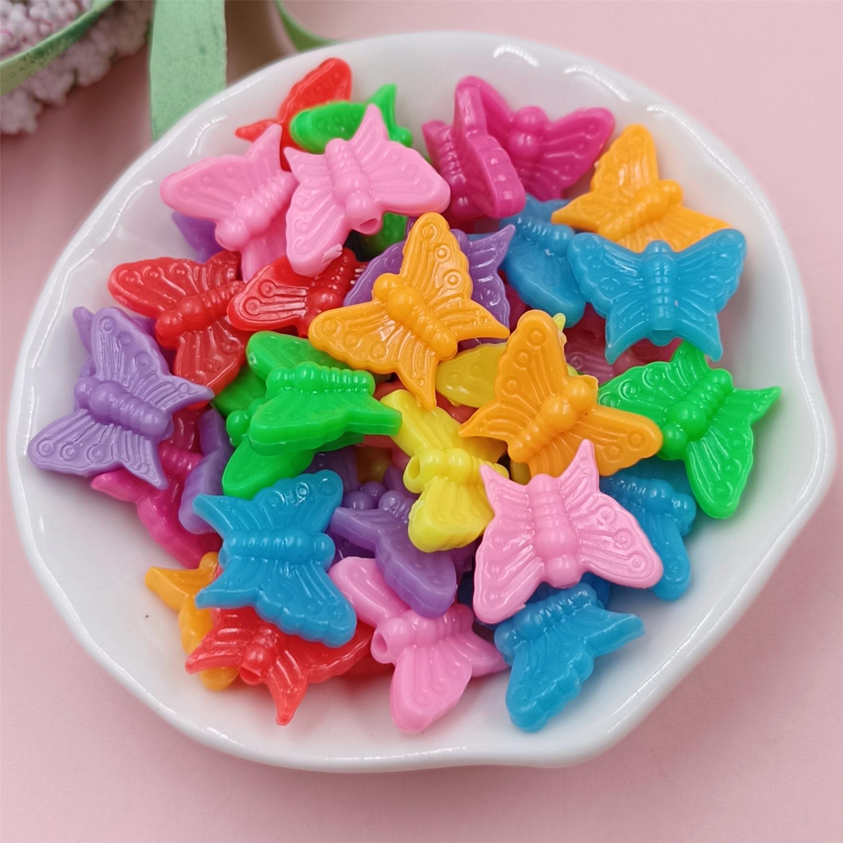 

50/100 шт. разноцветные акриловые пентаграммы в форме бабочки в форме сердца, свободные бусины, браслет, ожерелье, серьги ручной работы, аксессуары из бисера butterfly 1