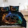 3pcs Symbol of Fire Water Earth and Air in Harmony Bedding Set, Including 1 Quilt Cover and 2 Pillow Shams, Without Filling,