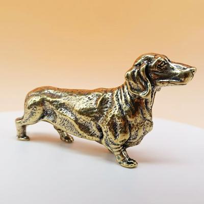 Statue Teckel en Cuivre Rétro Figurines en Laiton Vintage Décoration de Maison Ornement de Bureau Mignon Miniatures Artisanat Animal de Compagnie à Thé Antique Cadeaux
