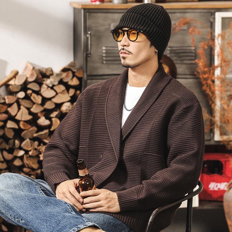 Мужской кардиган Jie Leinong свободного кроя с шалевым воротником, тяжелый трикотаж 2XL