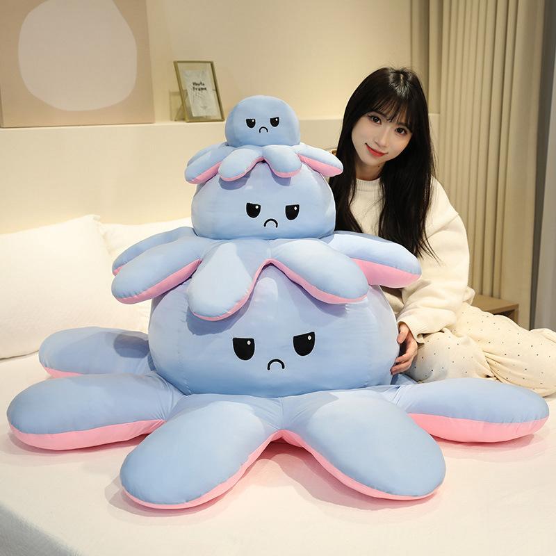 Cartoon Soft Flip Octopus Throw Pillow Plush Toy Doll Flip Octopus Doll Children Soothing Rag Doll
