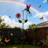 Verbessert Borosilikatglas-Regenmesser mit künstlerischem Kolibri-Design & Starkem Eisenrahmen Einfach zu bedienen für den Garten