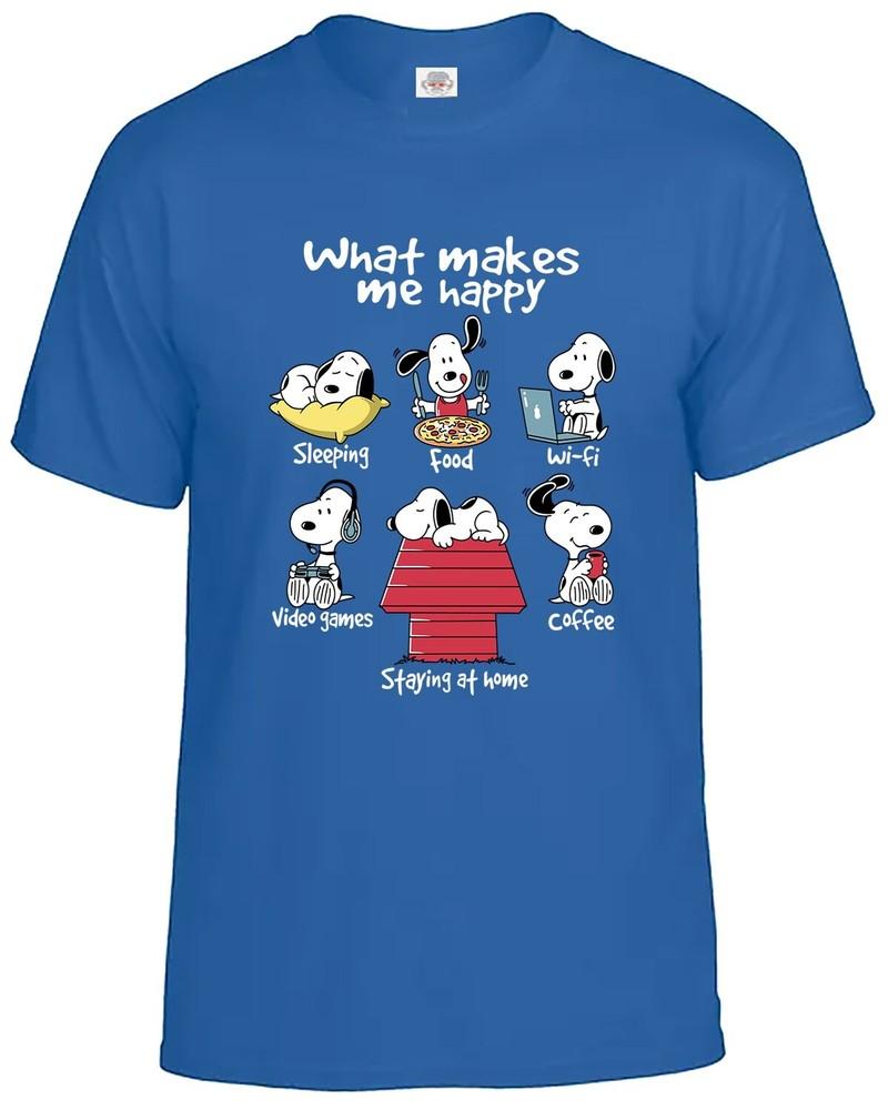 What makes me happy tshirt mens funny coffee food sleeping games tee top 2XL