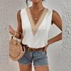2023 Summer Contrast Stitching Women Tank Tops O Neck Sleeveless Shirt Women's Top Elegant Clothes Summer Loose Women's Vest