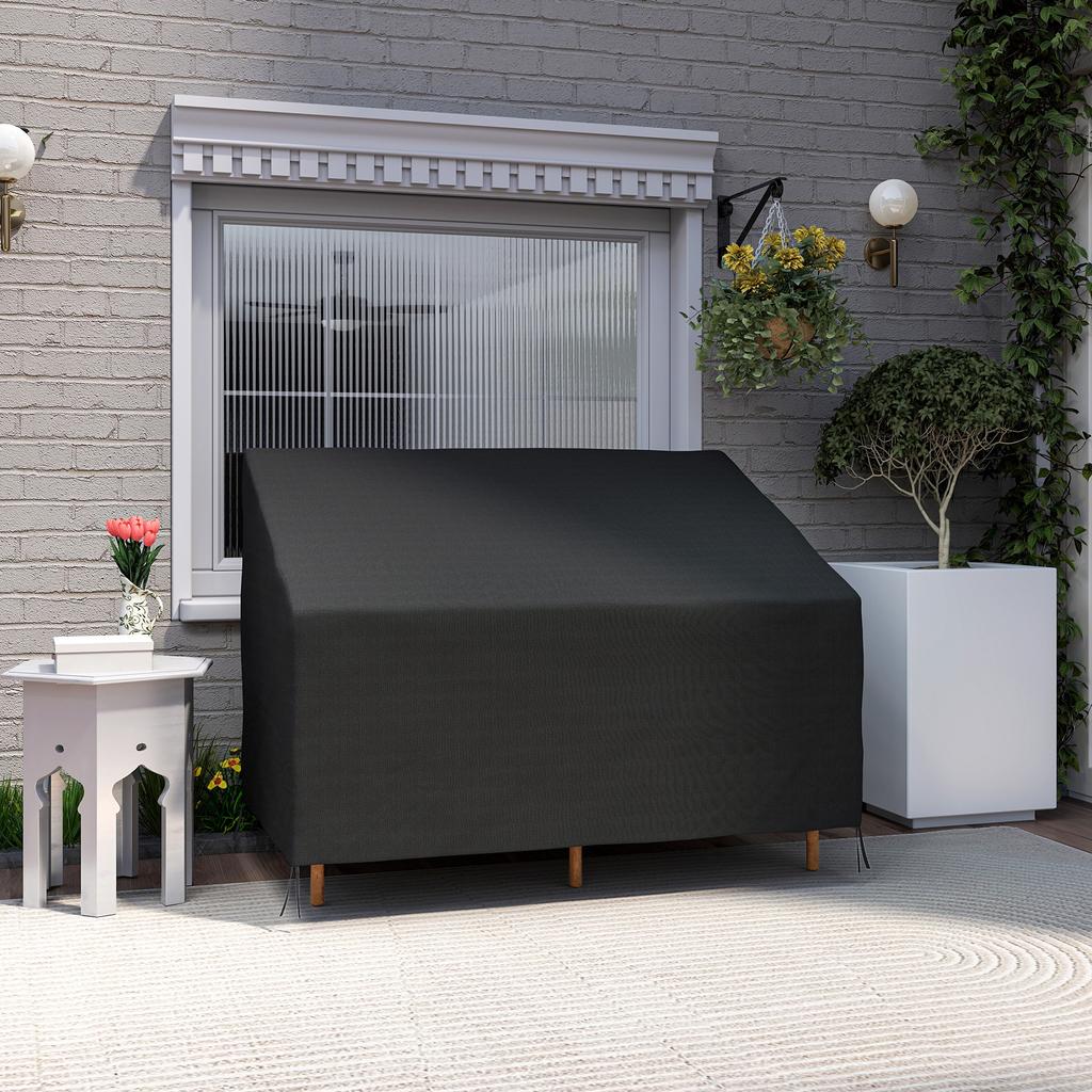 600D Oxford Cloth Furniture Cover, 2 Seater Sofa Protector for Garden Patio, Outdoor, Waterproof, Black, 140L x 84W x 56/94H cm
