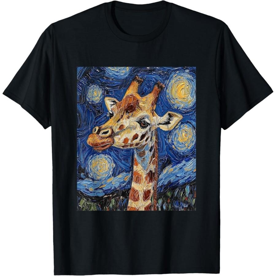 

Cute Giraffe Africa - Van Gogh Style - Starry Night T-Shirt XXXXXL чёрный