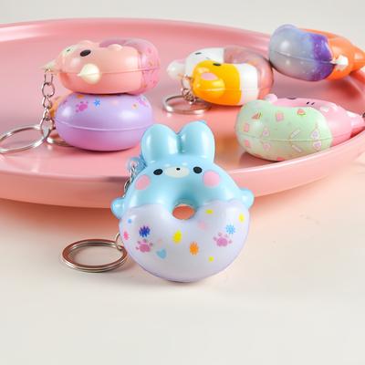 Donut Keychain, Soft And Cute Animal Donut Pendant, Cartoon Slow-Rebound Stress-Relief Toy, Donut Squishy Toy, Party Favors