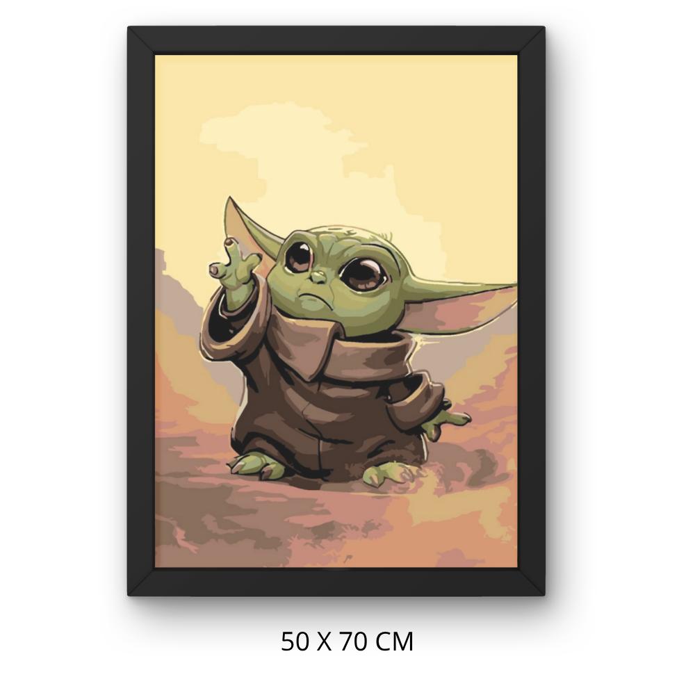 Painting by Numbers Picture with Frame Baby Yoda Star Wars 50X70 Cm