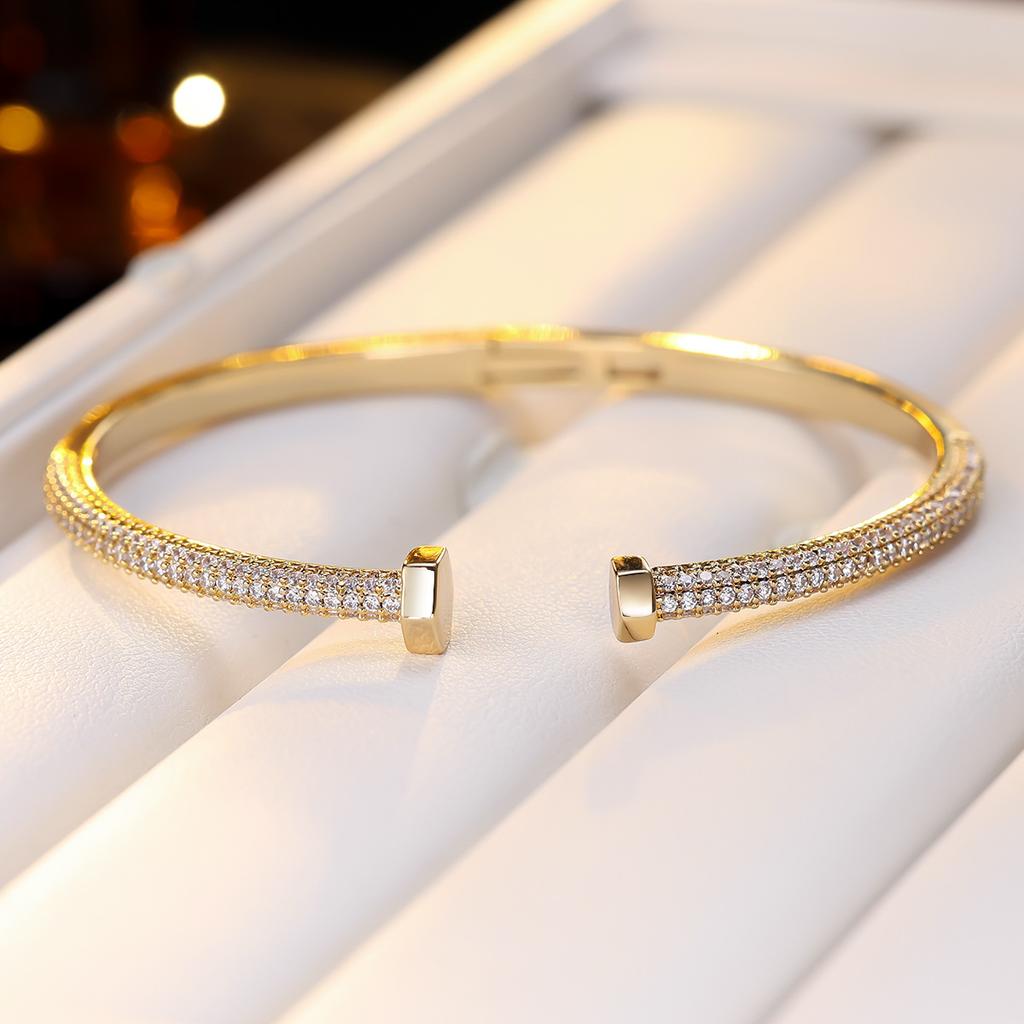 Light Luxury French Simple Zirconium Open Bracelet Commuting Banquet High-end Versatile Gift for Girlfriend Hand Jewelry
