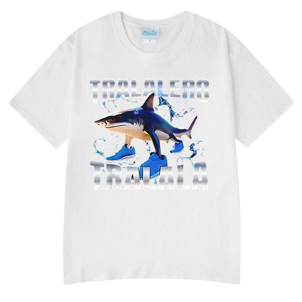 Tralalero Tralala Funny Humor Shark Meme T-shirt Men Women Clothes Fashion Gothic Vintage T-shirts Casual Oversized T Shirt Tops