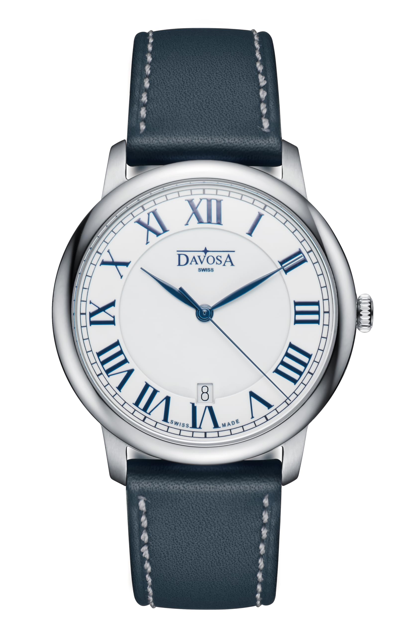 

Davosa Amaranto Swiss-Made Men s Watch, 3 Hands, Date Display, Blue, 162.480.22