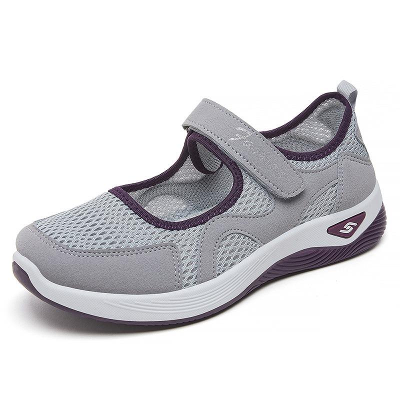 Versatile Middle-aged and Elderly Mother's Shoes, Soft Sole, Non-fatiguing Flat Shoes, Breathable Hook-and-loop Casual Shoes.