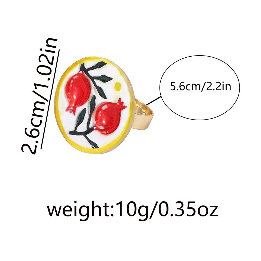 Artistic, niche, pastoral and ethnic style alloy printed flower heart-shaped opening, loot-mouthed women's ring