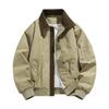 Men's Autumn Winter Turn Down Collar Jacket Solid Color Casual Sports Jacket Full Zipper Lightweight Outdoor Workwear Tops