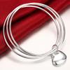 Popular Brands Three Circles 6.5cm Heart Bangle 925 Sterling Silver Bracelets for Women Fashion Party Couple Gifts Jewelry