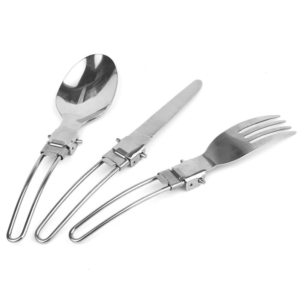 3PCS Set Knife Fork Spoon Camping Cutlery Set Stainless Steel Portable Folding Tableware Set