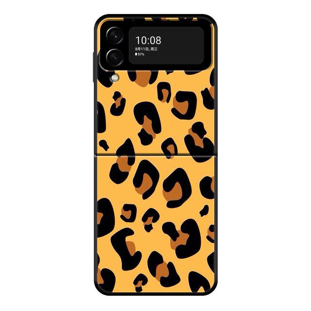 Fashion Leopard Print Panther Black Pc For Samsung Galaxy Zflip3 Z Flip3 5g Zflip Flip Smartphone Case