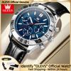 OLEVS Original Quartz Watch for Men Leather Strap Chronograph Calendar Waterproof Luminous Men's Wristwatches Relgio Masculino