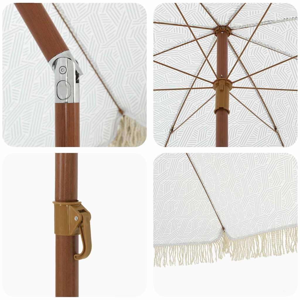 Beach Umbrella Grey and White 205 X 205 X 210 Cm