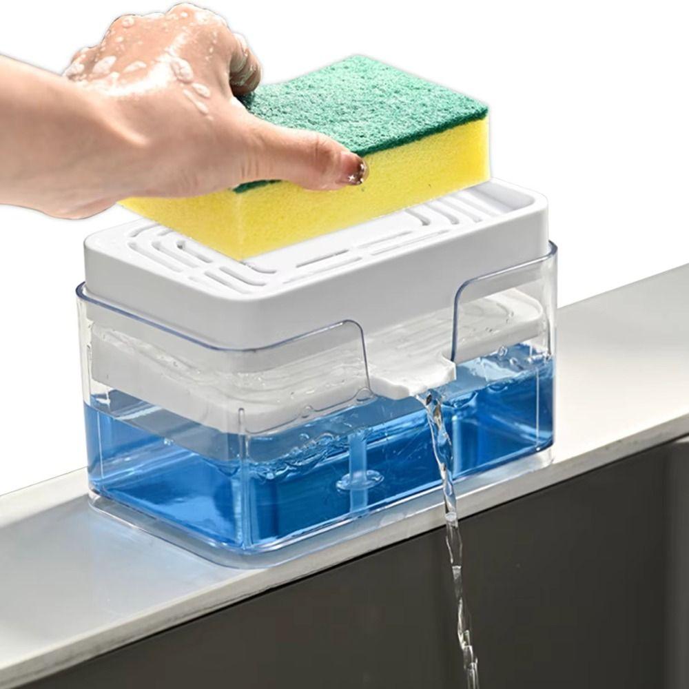 Sponge Holder Press Dishwashing Soap Box Kitchen Sink Organizer Rack  Dishwashing Area