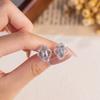 S925 Silver Stud Earrings with Natural Crystal/Topaz, Hollow Geometric Jewelry for Women