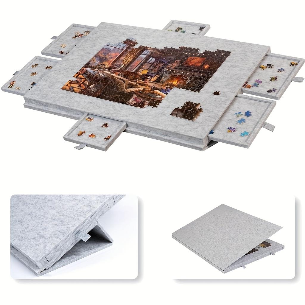 7pcs 6-Drawer Puzzle Board & Organizer with Felt Surface, Portable, Converts To A Desktop Display Stand, Decorative