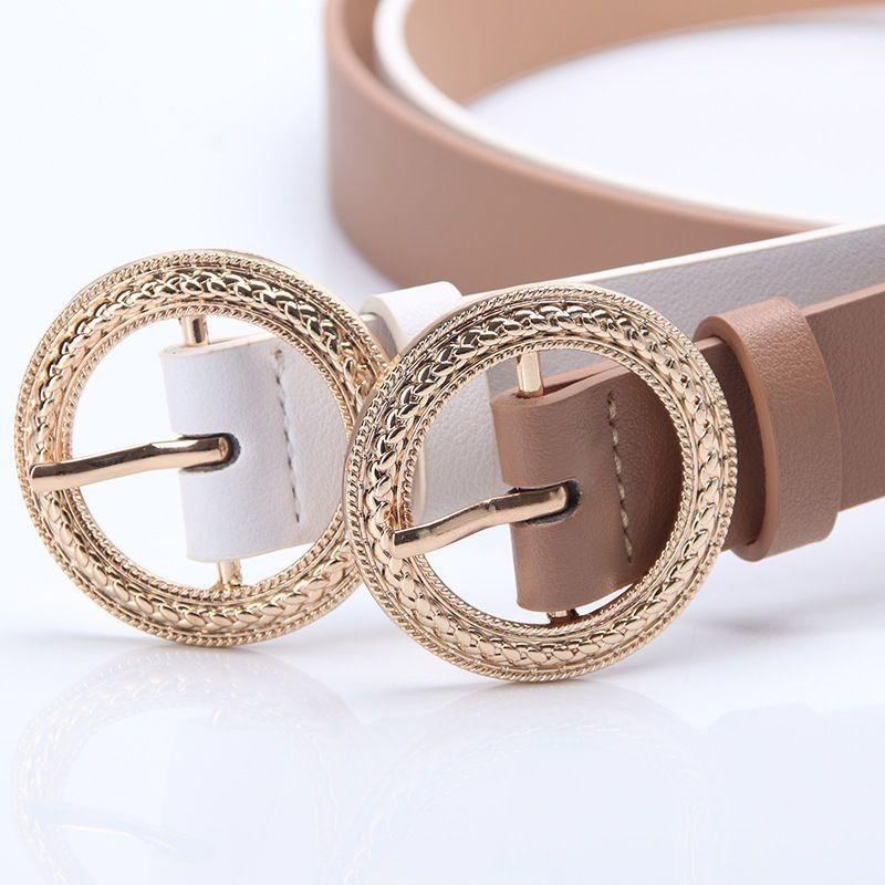 Chic Women's Casual Denim Pants Belt Trendy Korean Style Pu Waist Belt For Every Occasion