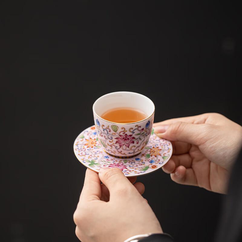 Sush Ceramic Enamel Palace Style Individual Teacup & Saucer Gift Set