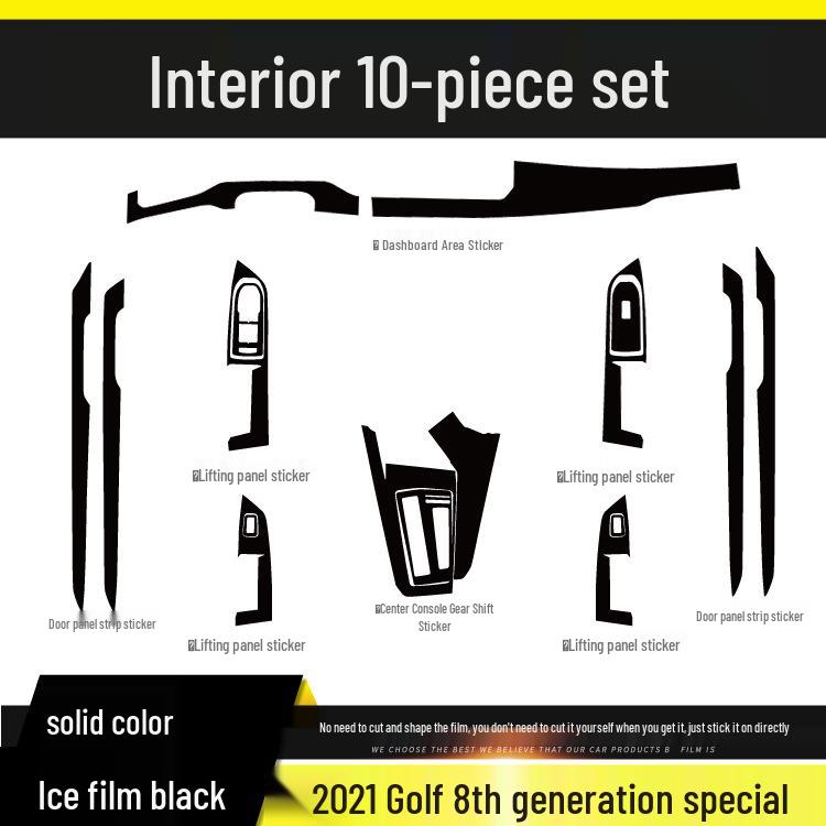 Compatible with 2021 VW Golf 8th Gen Interior Mod: Carbon Fiber Center Console & Door Protection Stickers