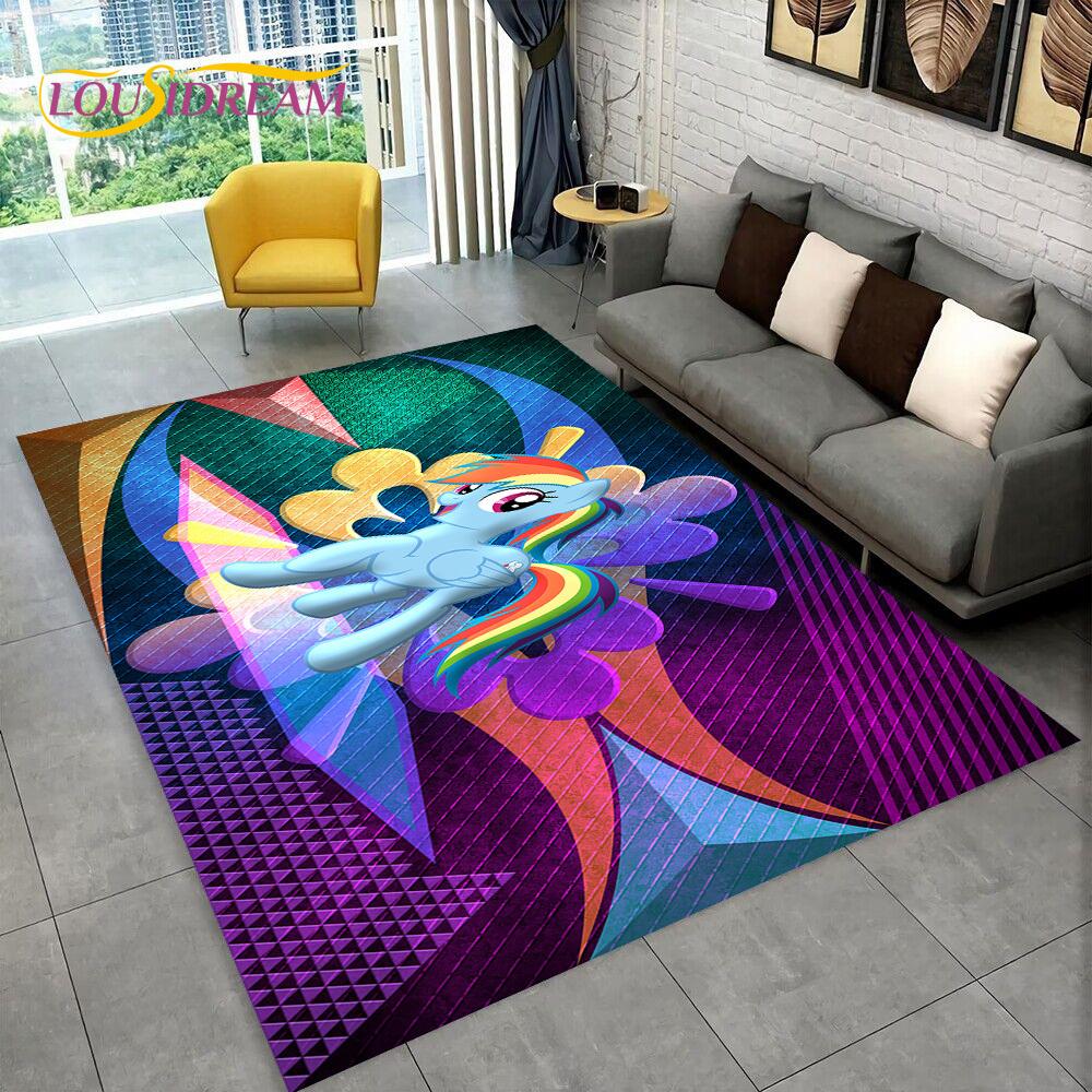 Cute 3D P-Pony Cartoon Unicorn Area Rug,Carpet Rug for Home Living Room Bedroom Sofa Doormat Decor,kids Play Non-slip Floor Mat