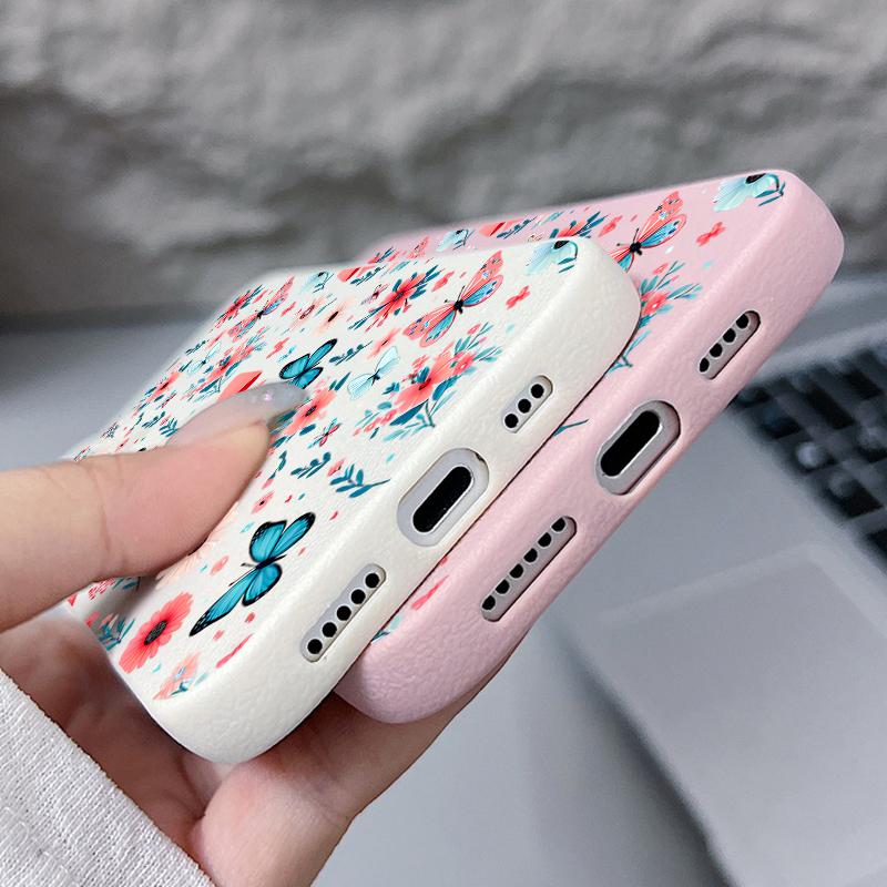 Butterfly Flowers Case For iPhone 16 Pro Max 15 14 13 12 11 Shockproof Slim Soft Silicone Case Cover