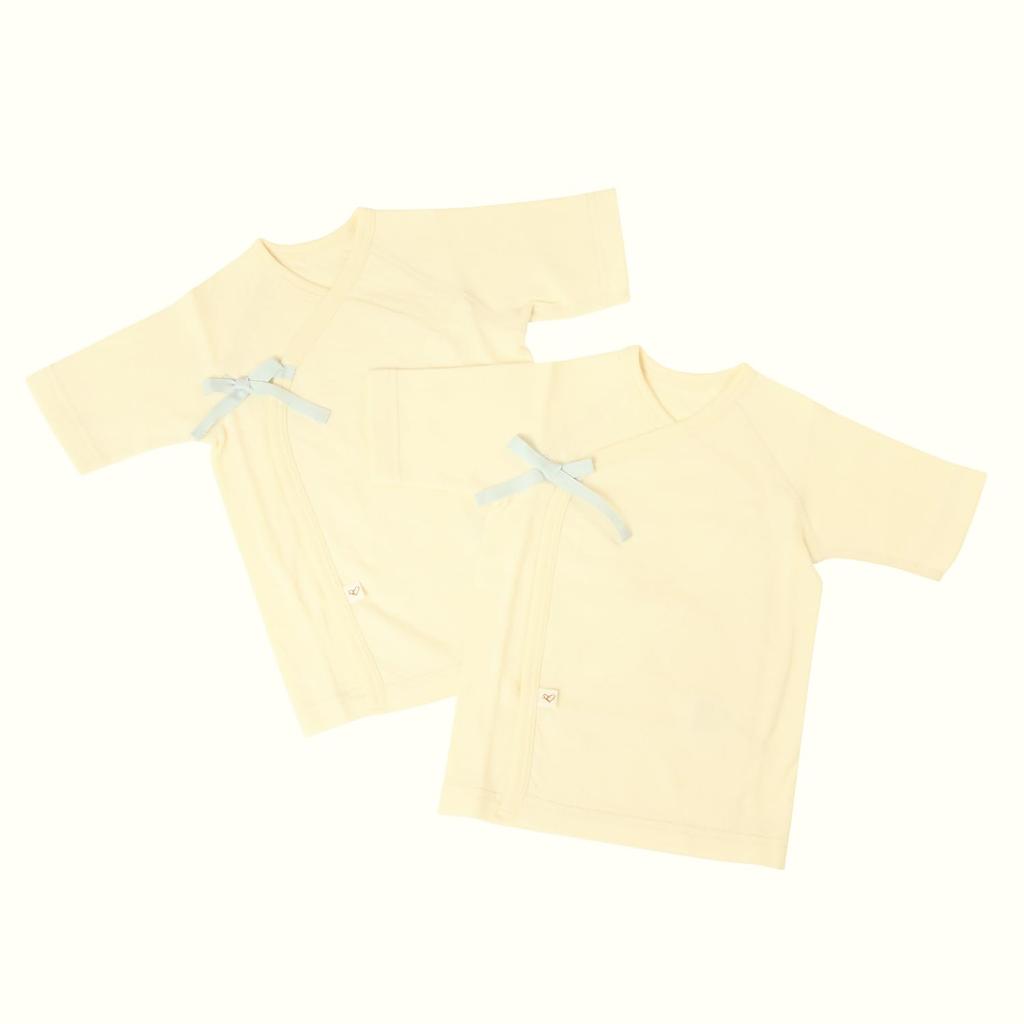 Pure Organic Newborn Set of Made in Blue Underwear, All-Season, Short-Sleeved, Fitted, 2, Japan,