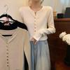 2026 Women's Long Sleeve V-neck Knit Cardigan Sweater with Pockets for Spring/Autumn