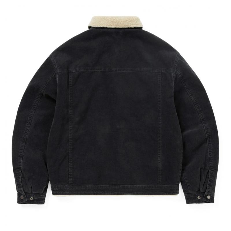 Diese Ist Niemals Das Sherpa-gefütterte Cord-Truckerjacke Schwarz