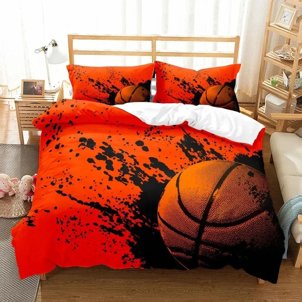 Fantástico juego de funda nórdica con estampado 3D de baloncesto, juego de ropa de cama individual, doble, king y estadounidense, tamaño queen y king, textiles para el hogar