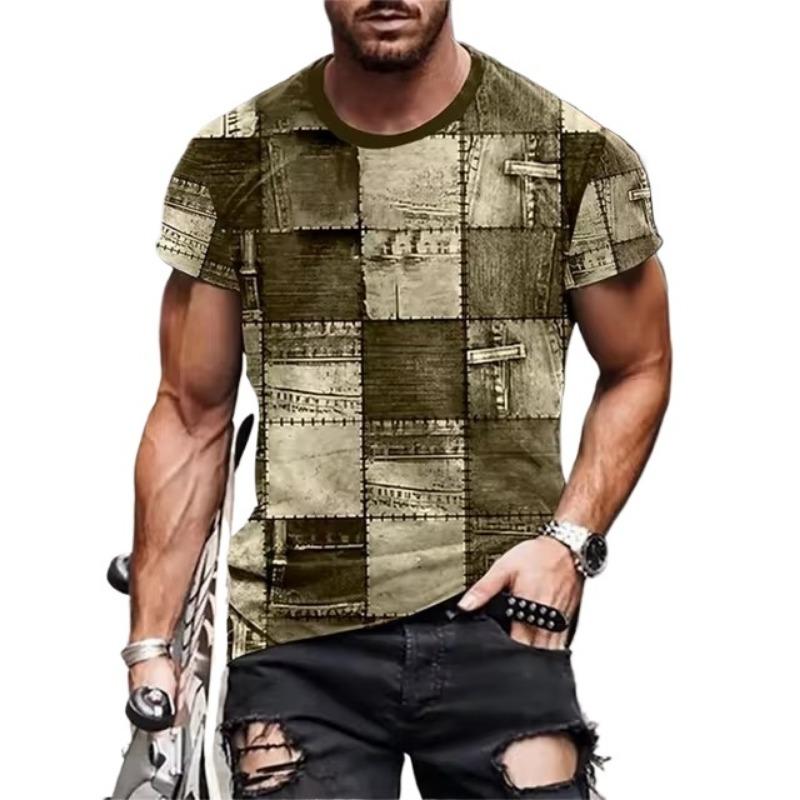 Herr T-shirt 3D Digital Lapptäcke Grafiskt Tryck Herr Designertröjor Herr Sommarkläder Kortärmad Tee Street Toppar